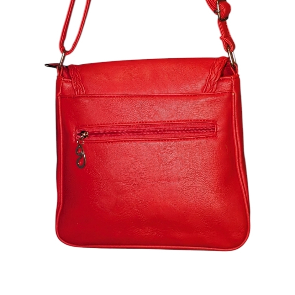Faux Leather Red Crossbody Shoulder Bag - Picture 5 of 13